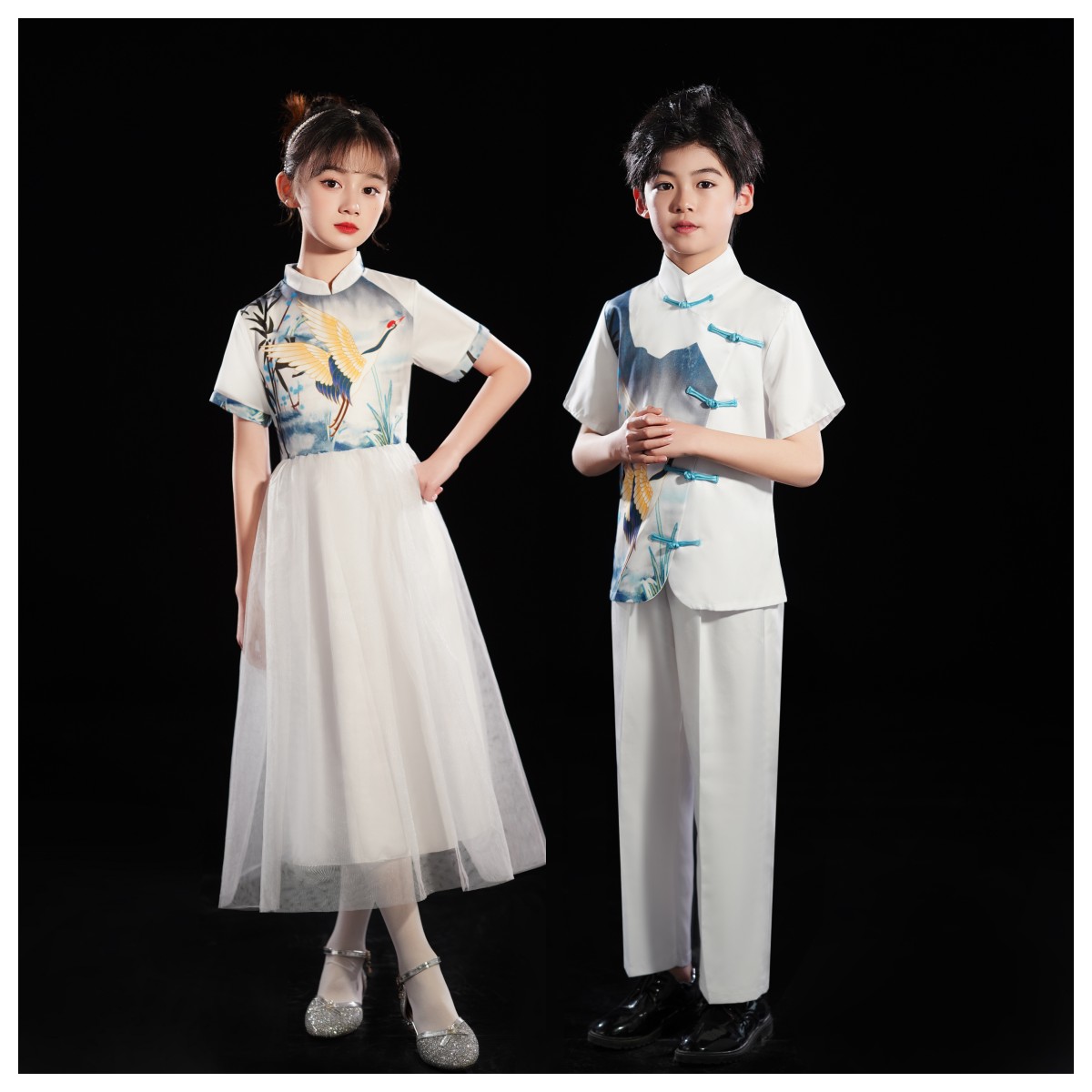六一兒童古箏演出服小學生朗誦大合唱團表演服男女中國風朗誦表演-校園演出服裝訂製 舞蹈服訂製 